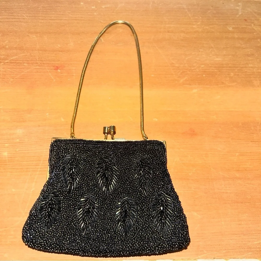 Elegant Black Beaded Clutch
